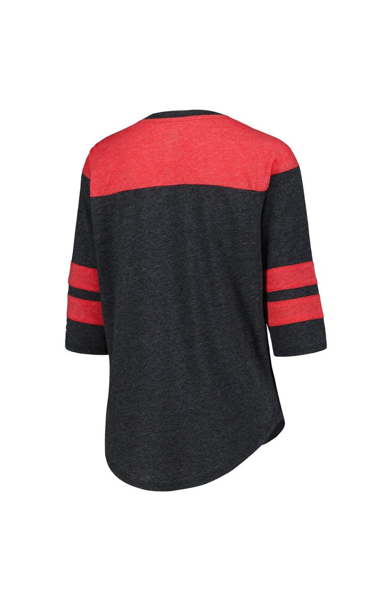 STARTER Women's Starter Black Kyle Busch Full Back Block 3/4-Sleeve Tri-Blend Top, Alternate, color, Black