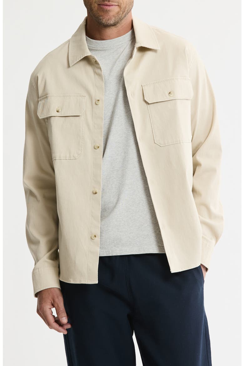 Cotton & Silk Stretch Overshirt, Main, color, TAN