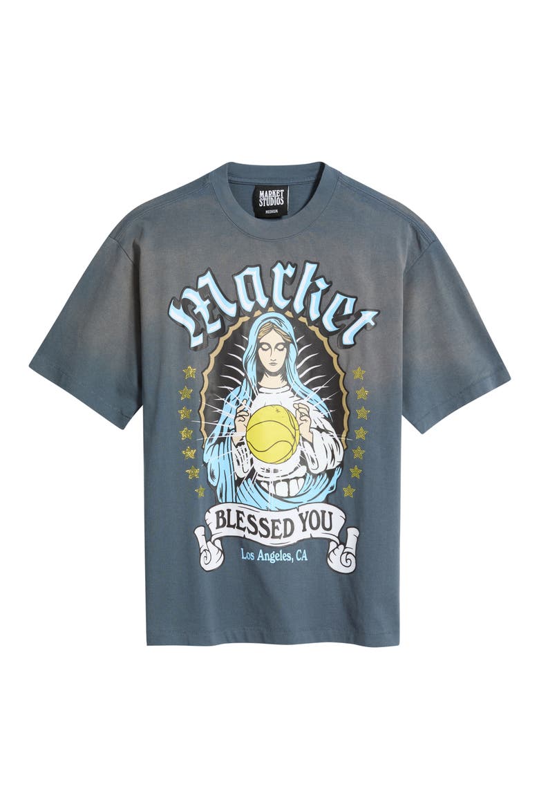 Bless the Ball Graphic T-Shirt, Alternate, color, VINTAGE INDIGO