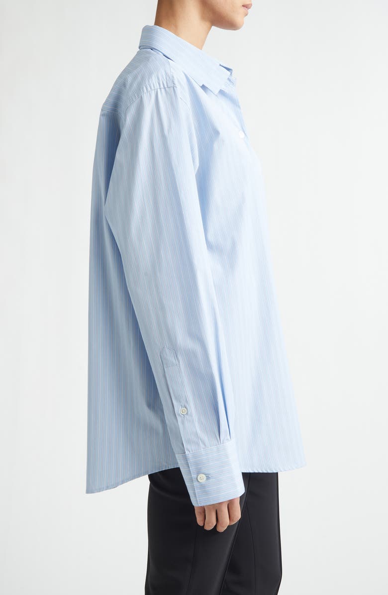 Róhe Double Collar Stripe Shirt, Alternate, color, Blue Stripe