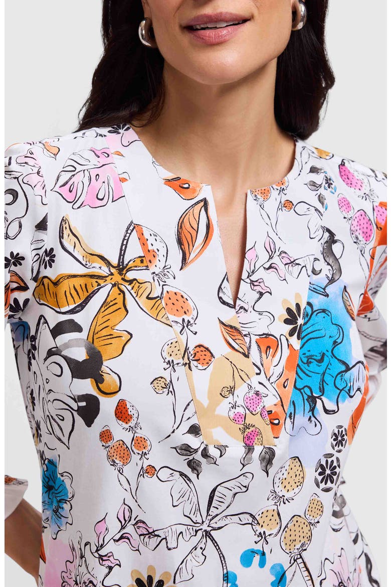 Alicia Floral Cotton Popover Top, Alternate, color, ORANGE MULTI