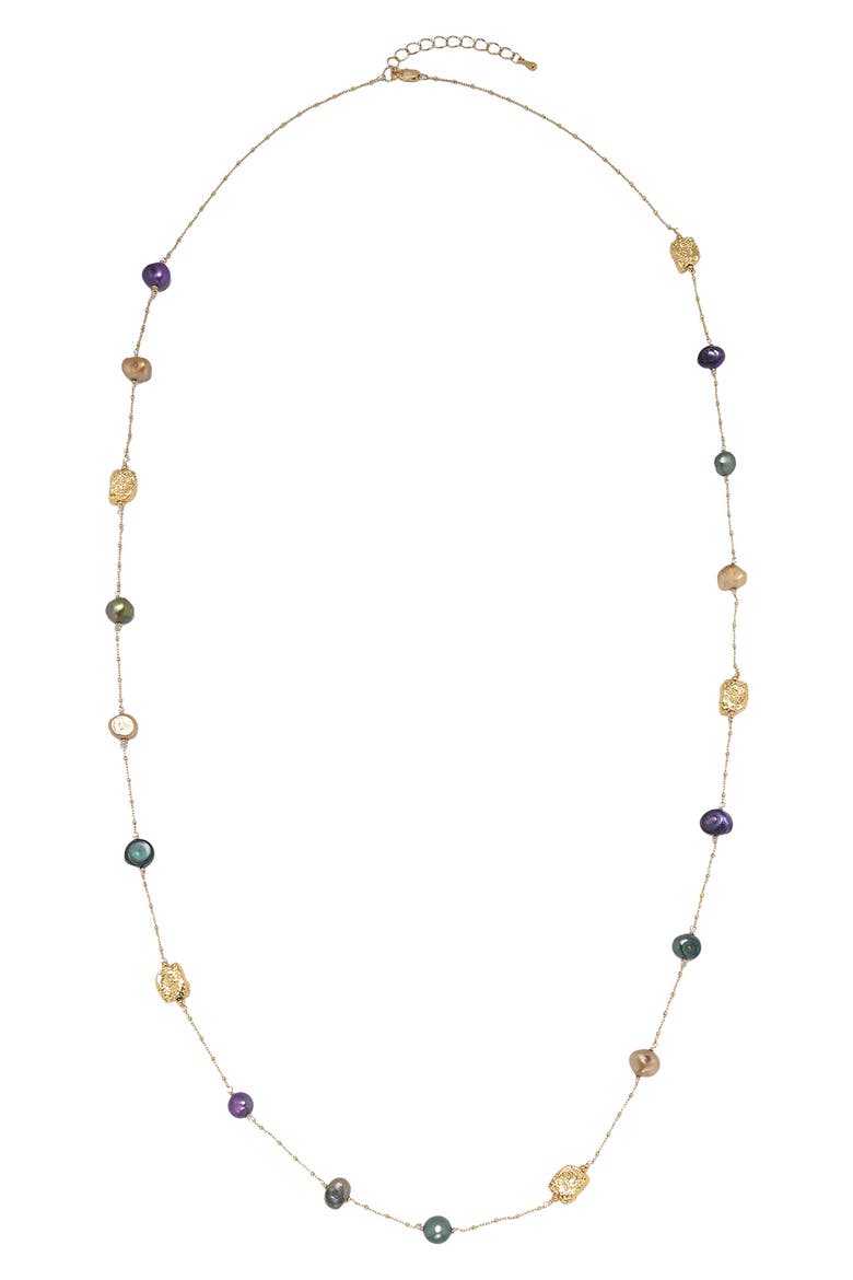 Teresa Freshwater Pearl Station Necklace, Alternate, color, GOLD