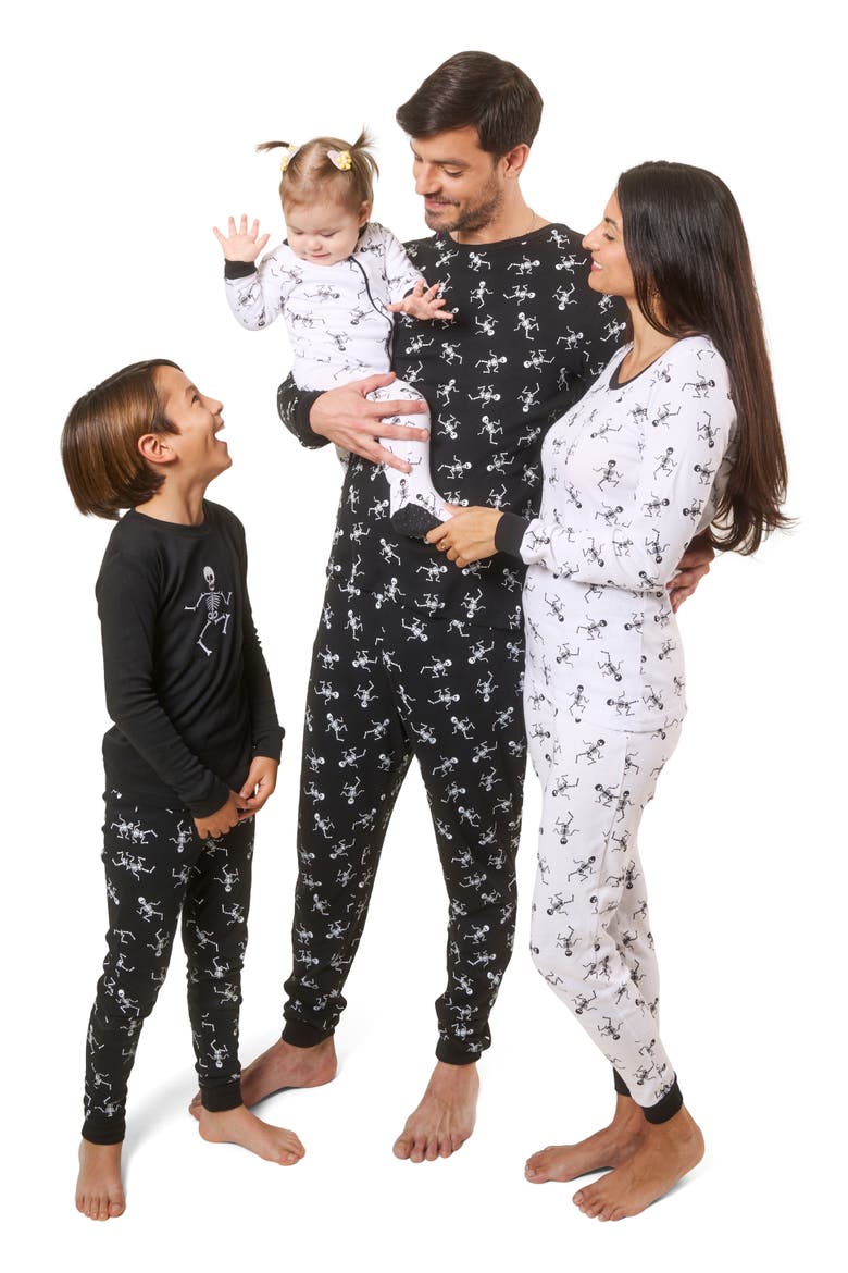 Women's Cotton Matching Family Halloween Pajamas, Alternate, color, Skeleton White