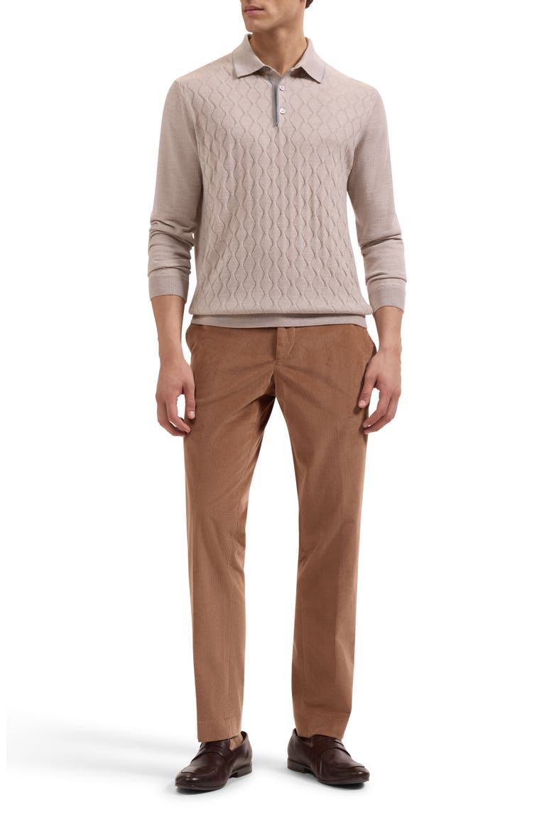 Silk & Merino Wool Polo Sweater, Alternate, color, CASHMERE
