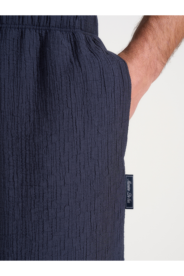 Addison Unisex Textured Relaxed Fit Trousers, Alternate, color, Navy