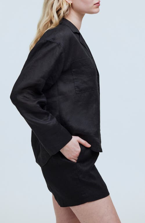 Madewell Resort Ramie Button-up Shirt In True Black