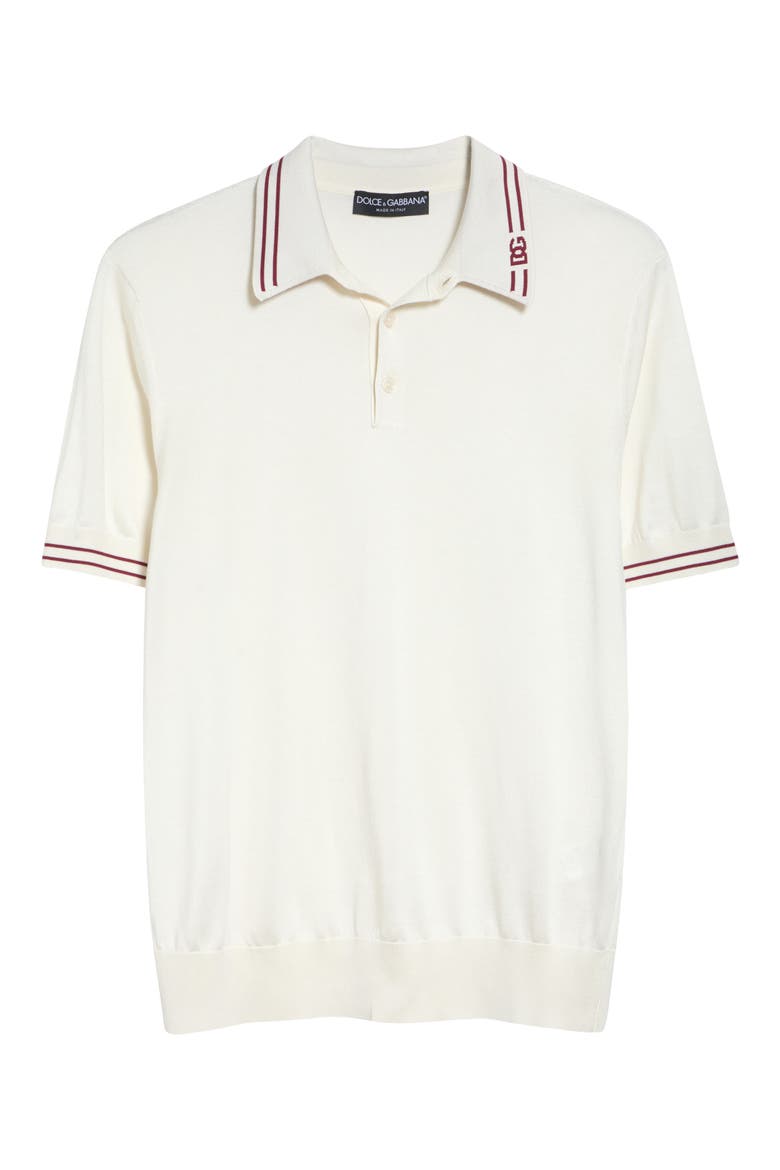 Tipped Silk Polo, Alternate, color, W0001 BIANCO NATURALE