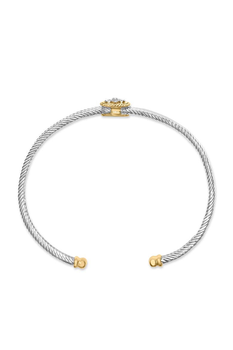 18K Yellow Gold Plated Silver Diamond Accent and Fleur Di Lis Medallion Bangle, Alternate, color, Yellow