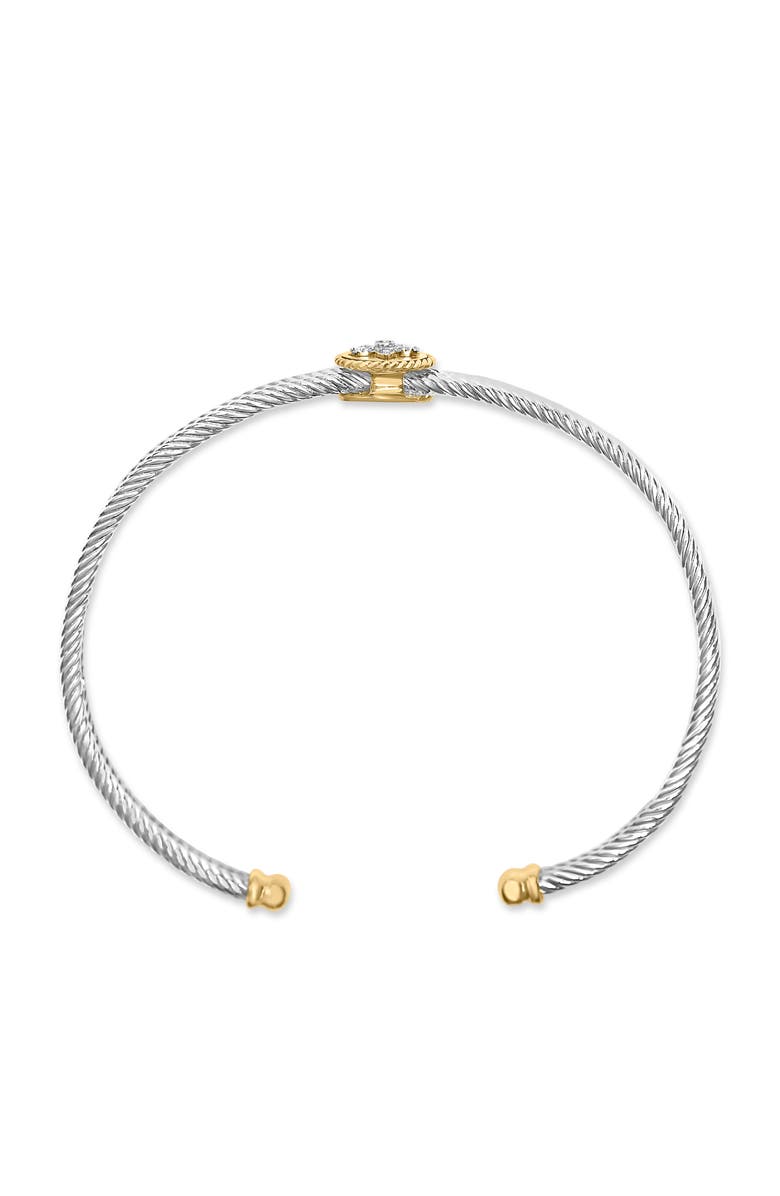 Haus of Brilliance 18K Yellow Gold Plated Silver Diamond Accent and Fleur Di Lis Medallion Bangle, Alternate, color, Yellow