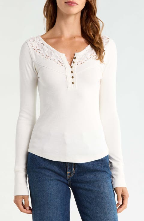Lace Yoke Henley Top