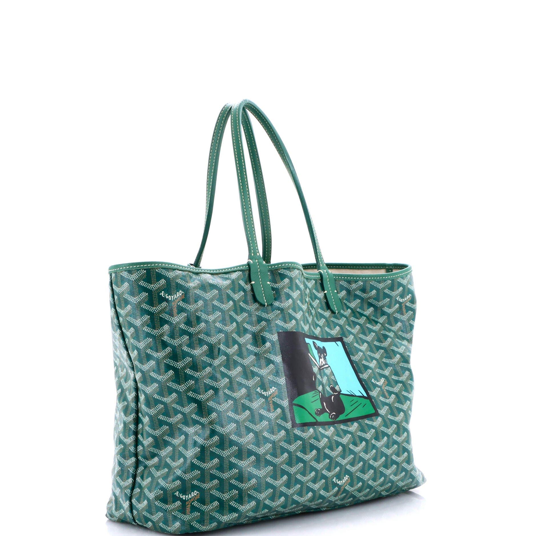 Pre-Owned Goyard Saint Louis Tote Printed Coated Canvas PM, Alternate, color, Green