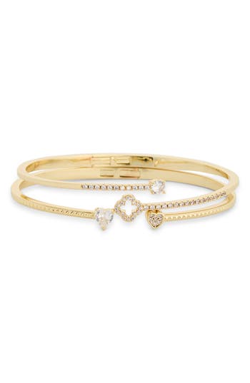 Eye Candy Los Angeles Vera Cubic Zirconia Heart Cuff Bracelet Set In Gold