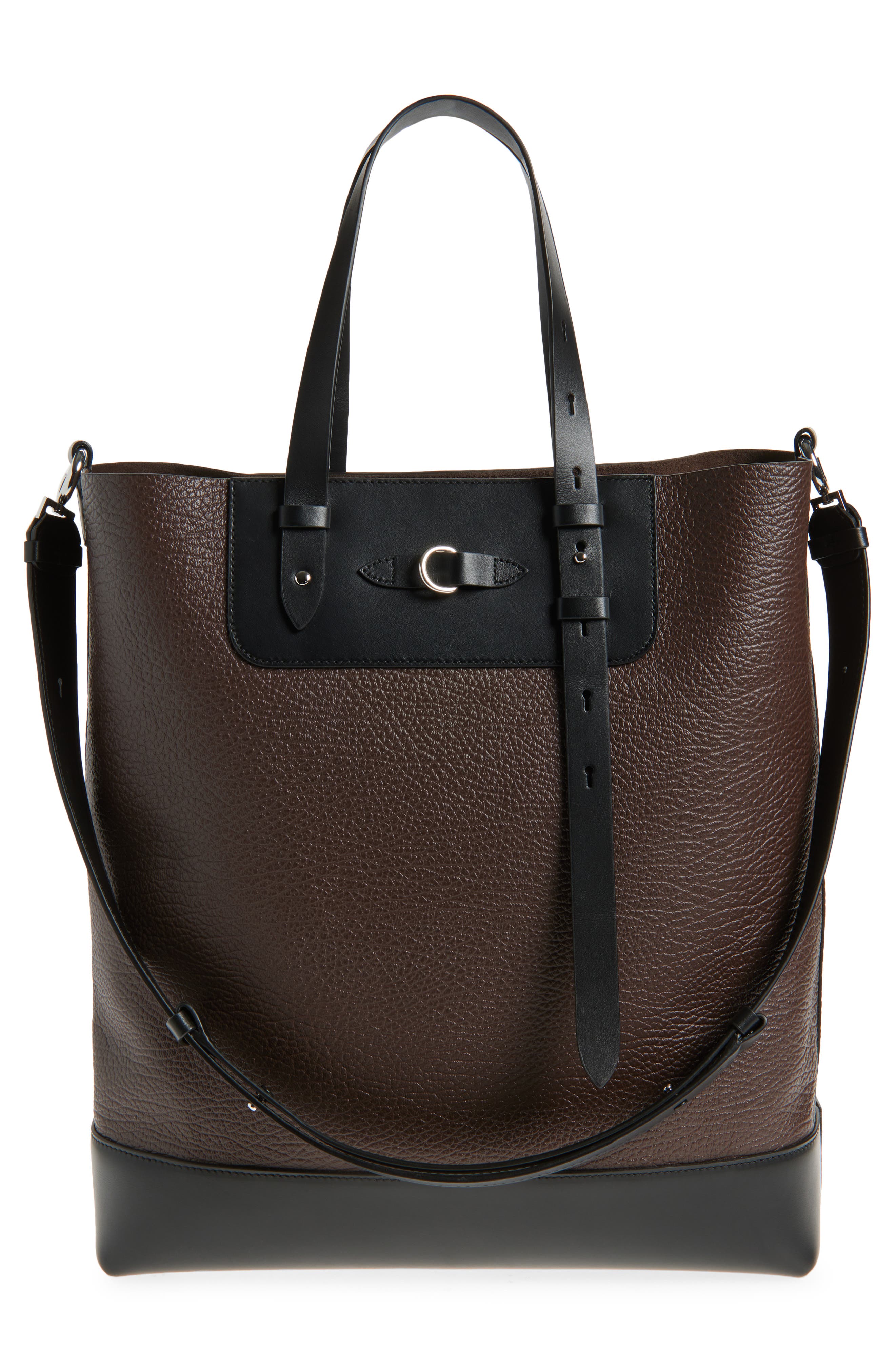 Maison Margiela Colorblock Leather Vertical Tote, Alternate, color, Macassar/ Black