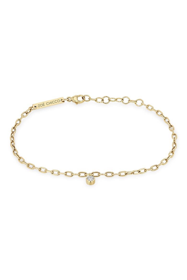 Diamond Charm Oval Link Chain Bracelet, Main, color, 14K YELLOW GOLD
