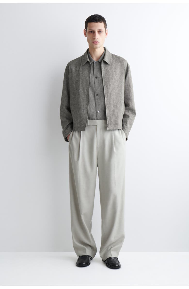 COS Linen Blouson Jacket, Alternate, color, Gray Mélange