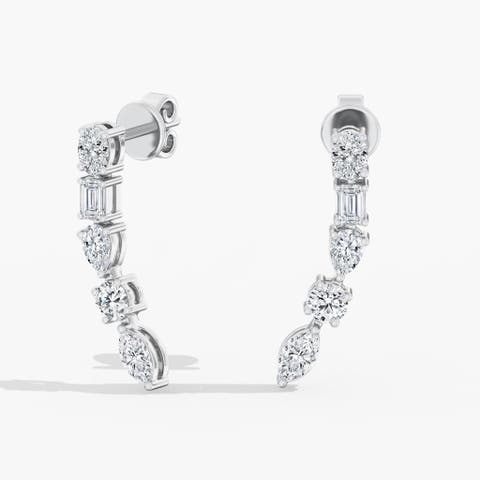 Multi-Shape Lab Diamond Ear Climbers in 14K Gold