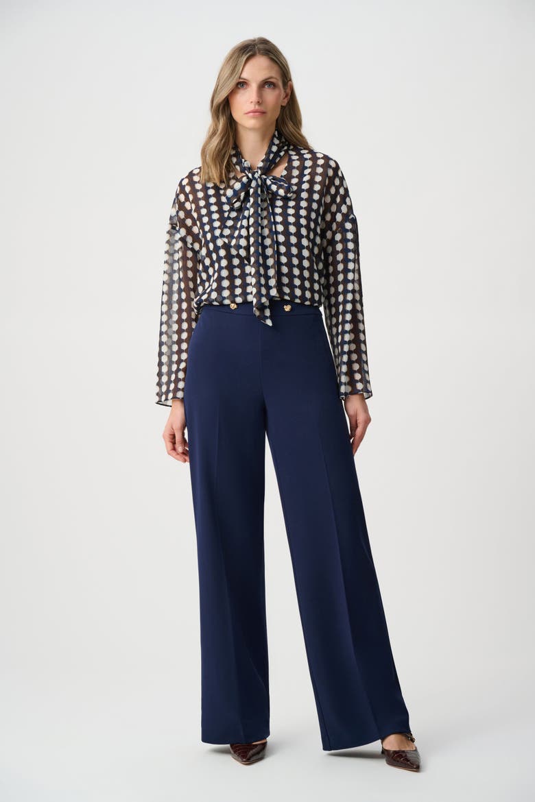 Chiffon Geometric-Print Tie-Neck Blouse, Alternate, color, Brown/Multi