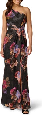 Adrianna Papell One-Shoulder Chiffon Gown