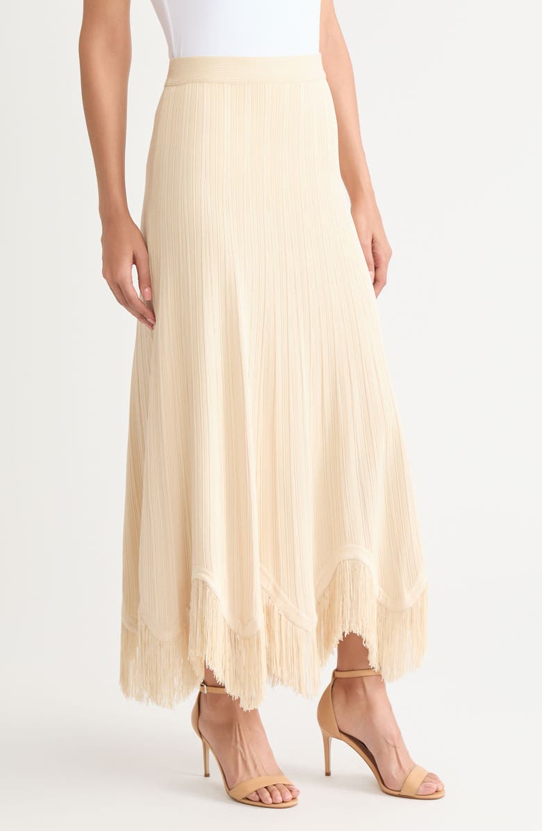 Misook x Lani Lynn Fringe Knit Skirt, Alternate, color, Pearl
