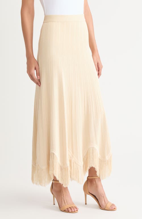 Misook X Lani Lynn Fringe Knit Skirt In White