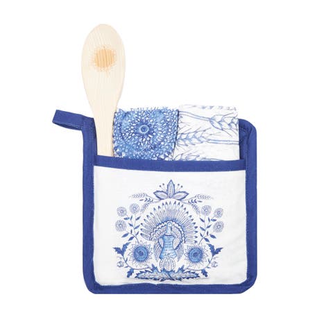 Blue Harvest Turkey Potholder Set of 4
