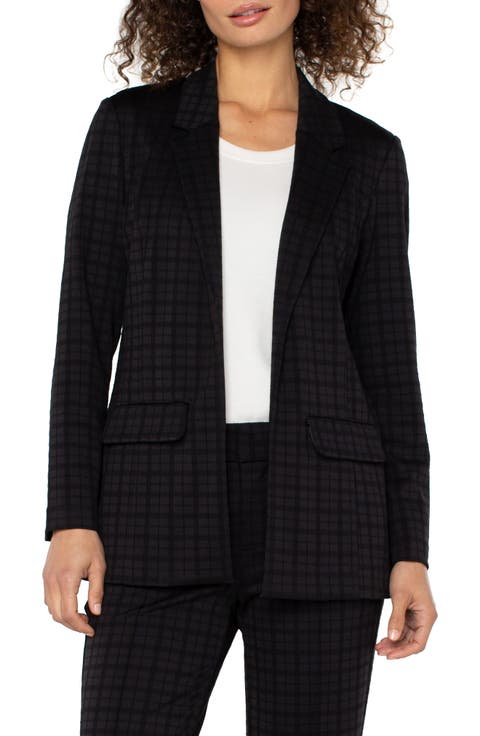 Open Front Plaid Blazer