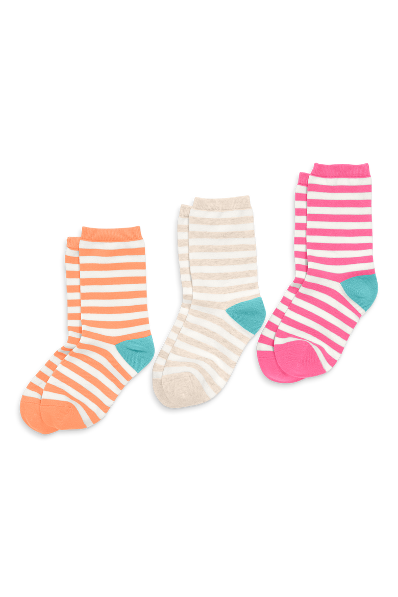 Kids Crew Sock 3-Pack In Stripe, Alternate, color, Bubblegum Mix