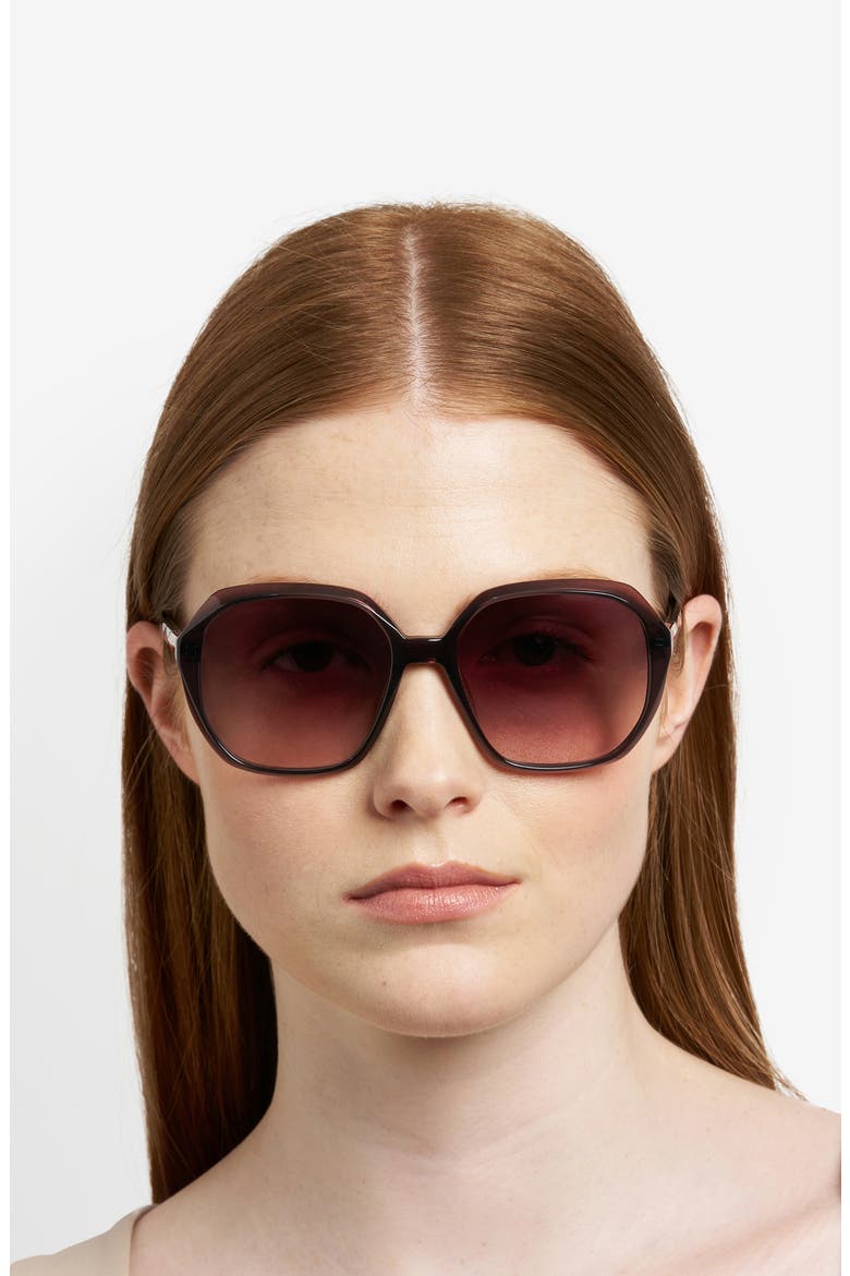 54mm Gradient Rectangular Sunglasses, Alternate, color, CRYSTAL GREY