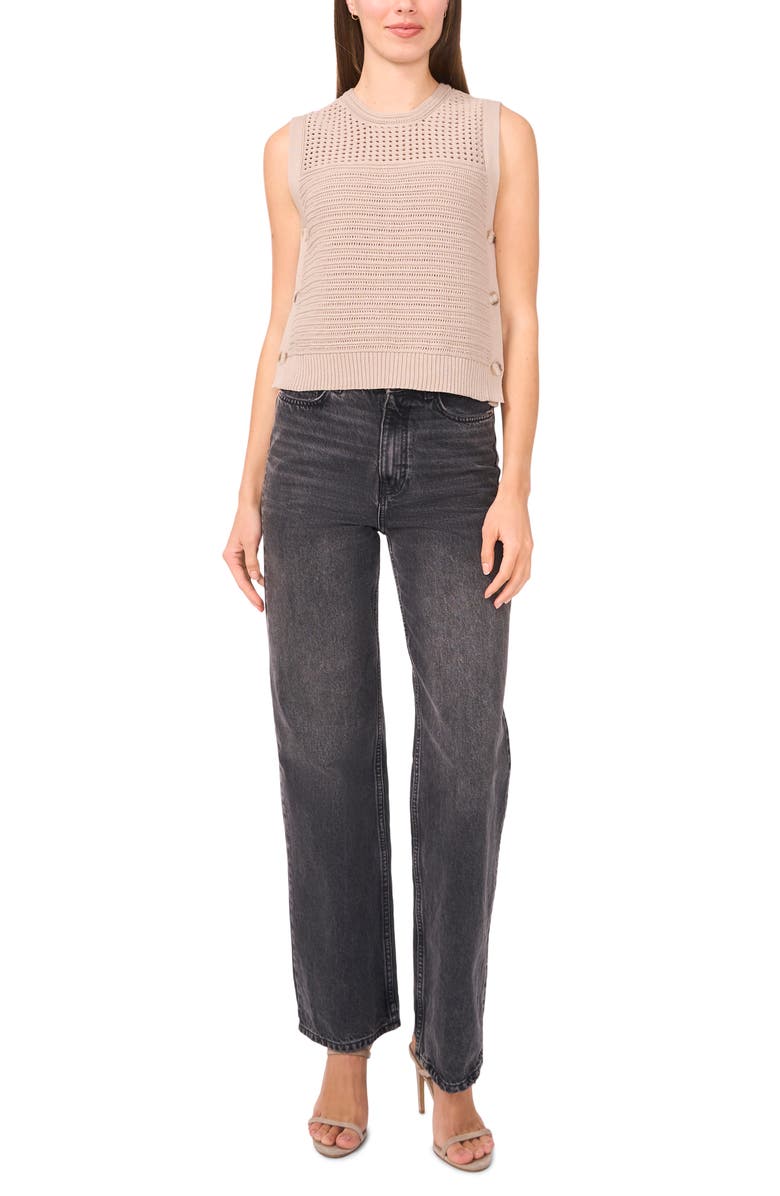 Halogen<sup>®</sup> Open Stitch Sleeveless Cotton Side Button Sweater, Alternate, color, Taupe Bisque