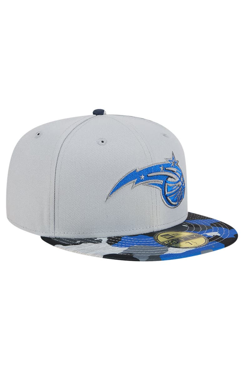 New Era Men's New Era Gray Orlando Magic Active Color Camo Visor 59FIFTY Fitted Hat, Alternate, color, Gray