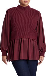 ELOQUII Twofer Sweater With Chiffon