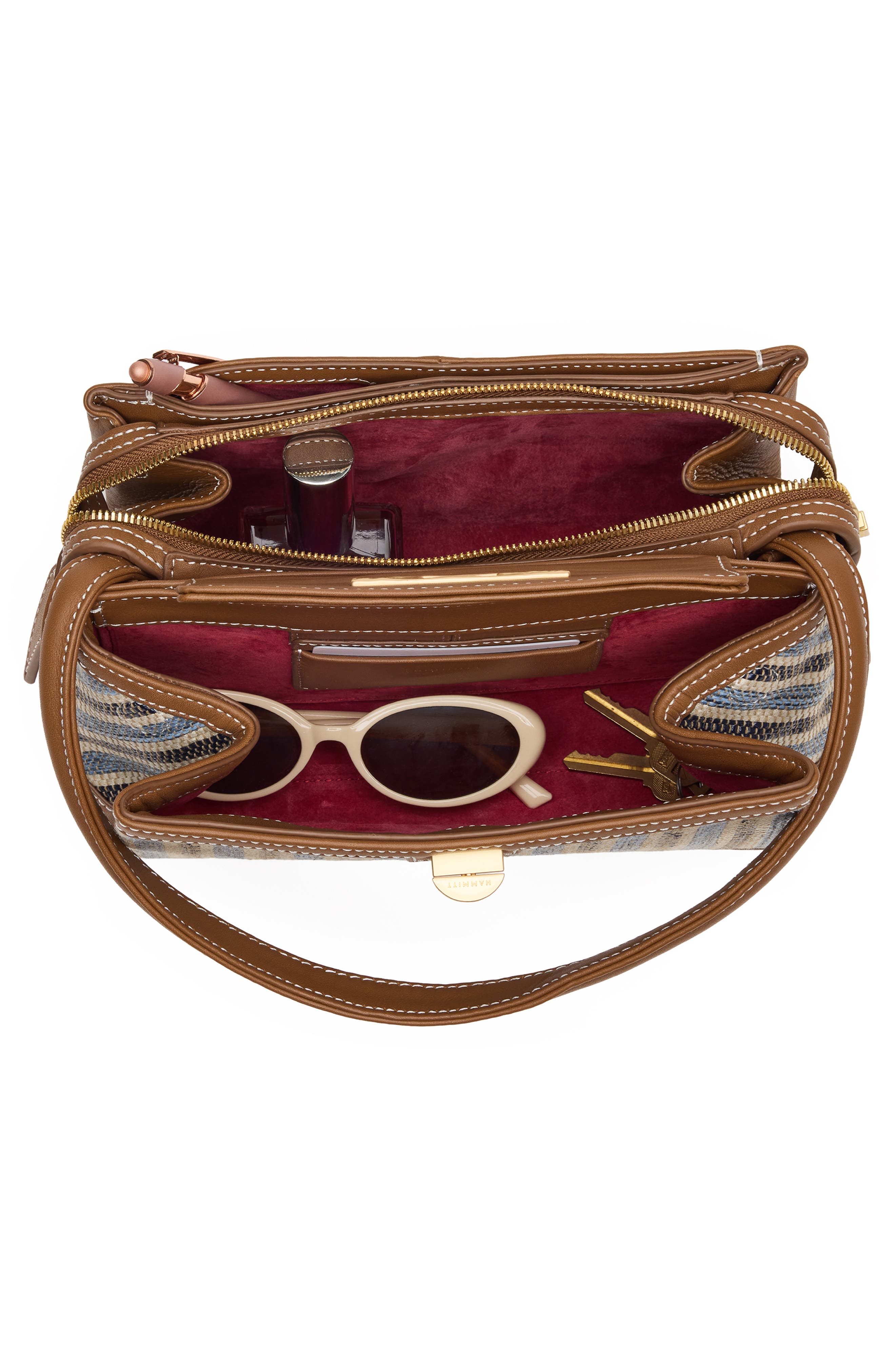 HAMMITT Medium Shoulder Bag, Alternate, color, Cabana Blue/ Brushed Gold