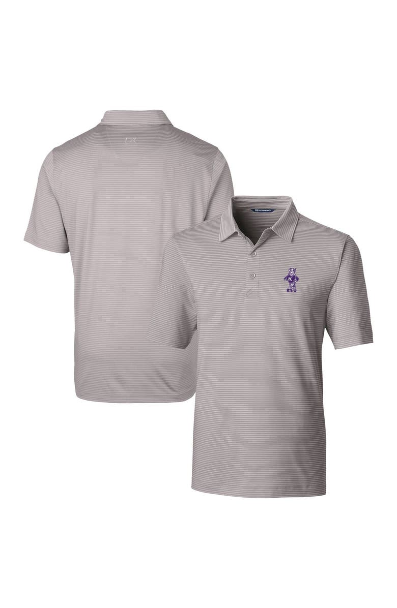 Cutter & Buck Men's Cutter & Buck  Gray Kansas State Wildcats Vault Forge Pencil Stripe Stretch Polo, Main, color, 