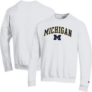 Champion Men's Champion  White Michigan Wolverines Arch Over Logo Pullover Sweatshirt