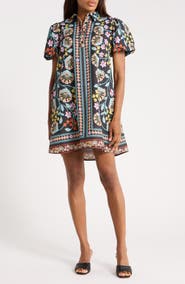 Halogen® Collared Puff Sleeve Cotton Dress