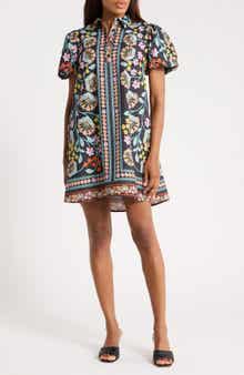 Halogen® Collared Puff Sleeve Cotton Dress