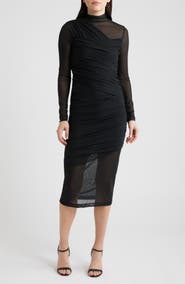BOSS Orange Etulia Ruched Long Sleeve Dress