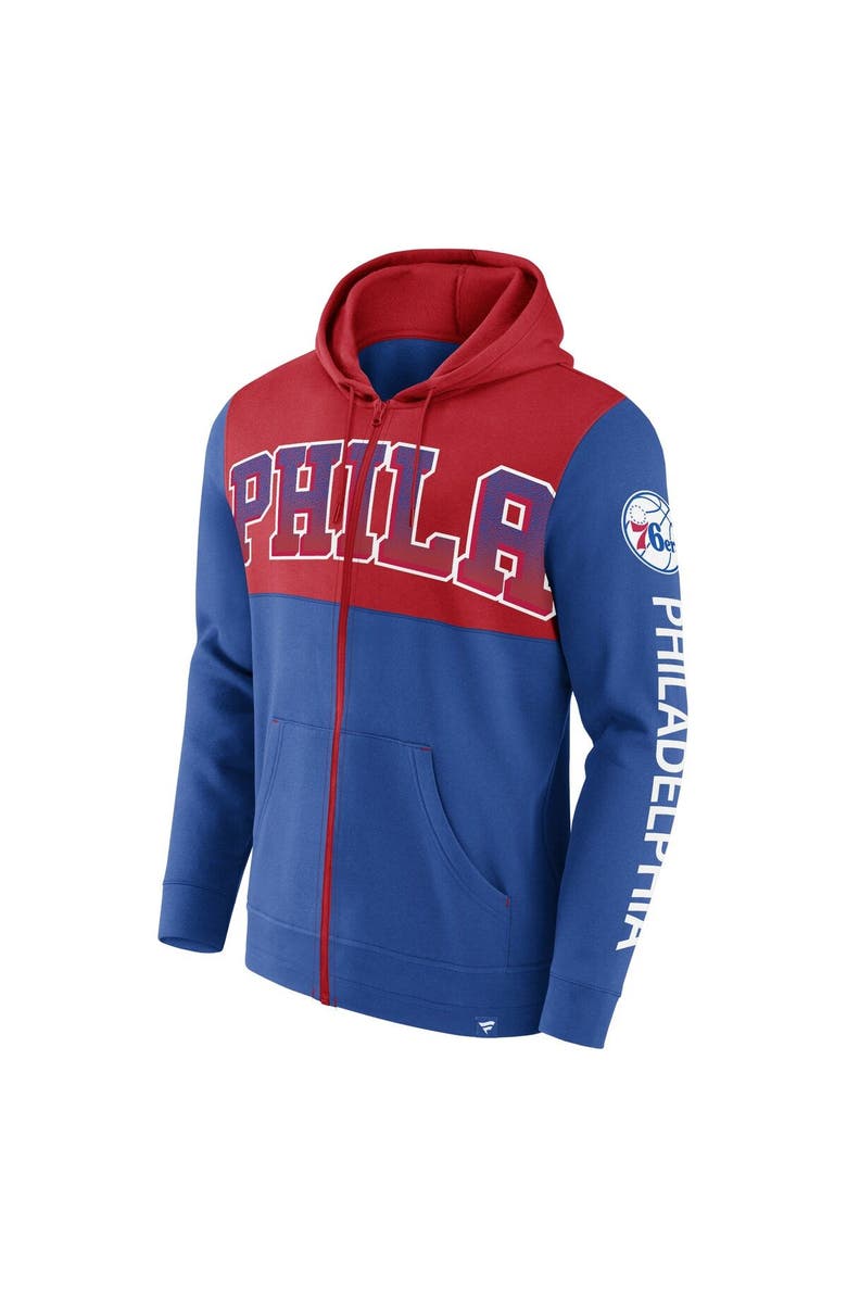 FANATICS Men's Fanatics Branded Royal/Red Philadelphia 76ers Skyhook Colorblock Full-Zip Hoodie, Alternate, color, Royal