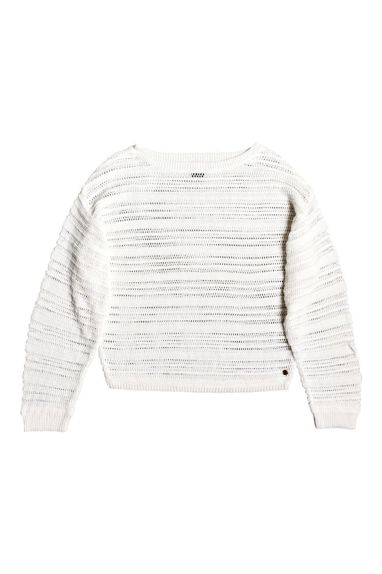 Sweet Amore Open Stripe Sweater, Alternate, color, SNOW WHITE
