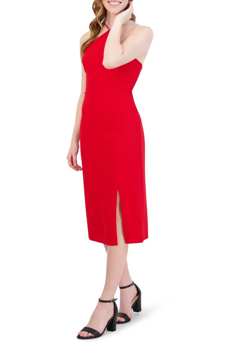 Julia Jordan Halter Neck Sheath Midi Dress, Alternate, color, Red