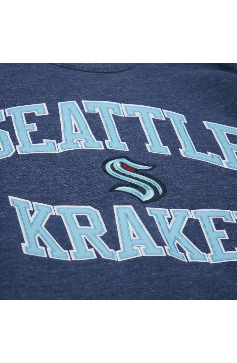 Mitchell & Ness Men's Mitchell & Ness Deep Sea Blue Seattle Kraken Playoff Win Fleece Pullover Sweatshirt, Alternate, color, Navy