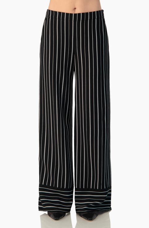 Pinstripe High-Waist Wide-Leg Relaxed Trousers