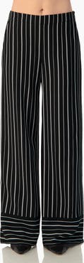 IVONNE Pinstripe High-Waist Wide-Leg Relaxed Trousers