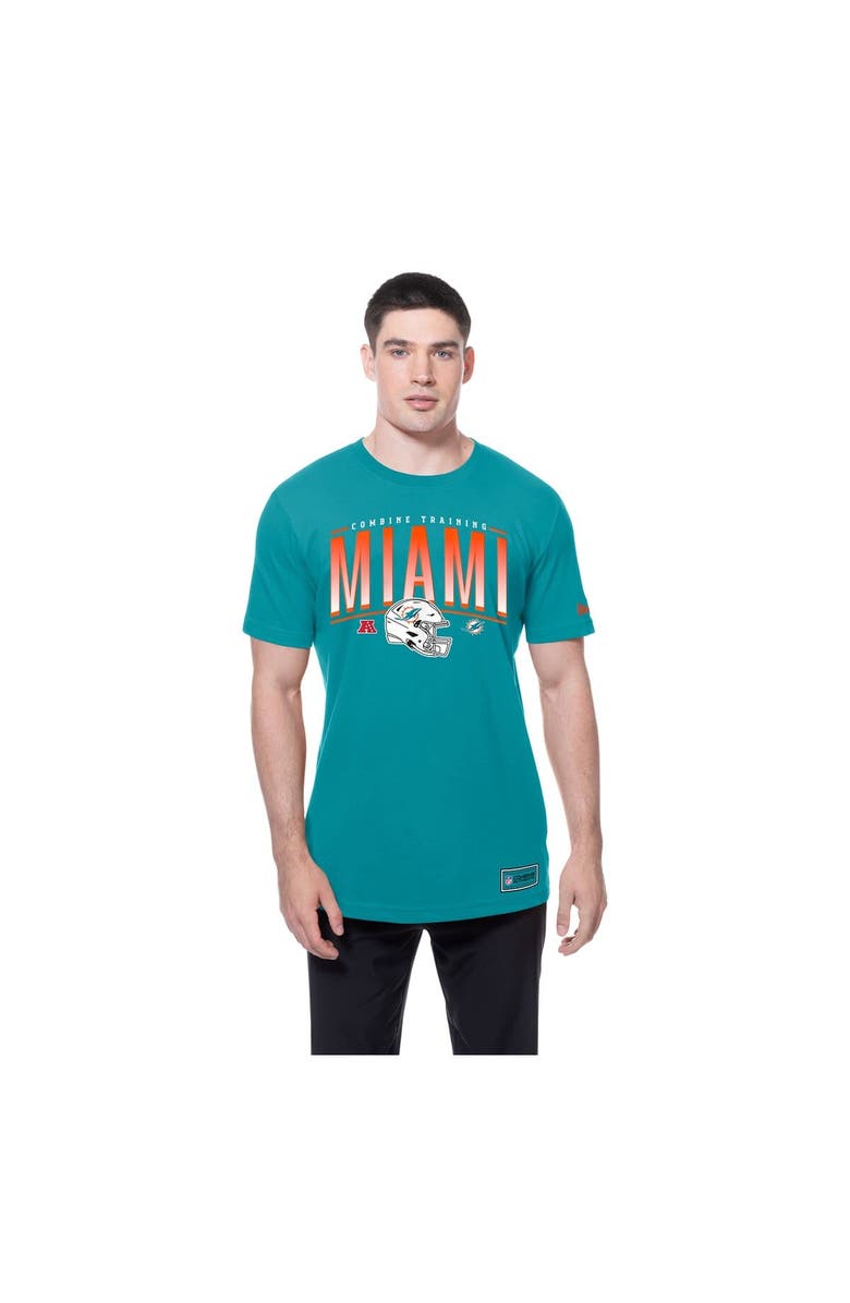 New Era Men's New Era  Aqua Miami Dolphins Combine Authentic Training Throwback T-Shirt, Alternate, color, Aqua