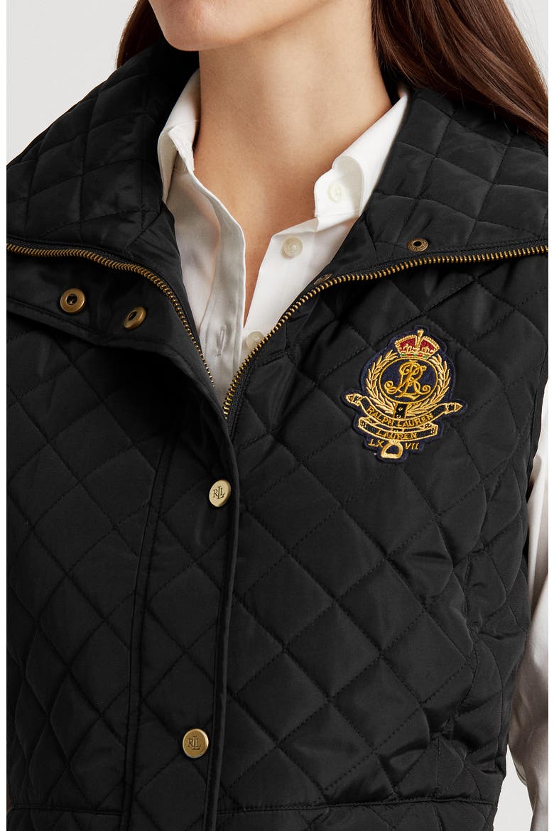 Quilted Crest Vest, Alternate, color, BLACK
