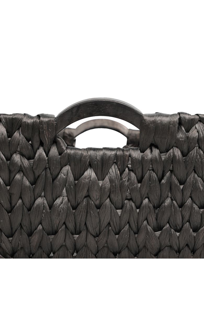 HAPPIMESS Astor Handwoven Water Hyacinth Nesting Storage Baskets with Wood Handles, Alternate, color, Black