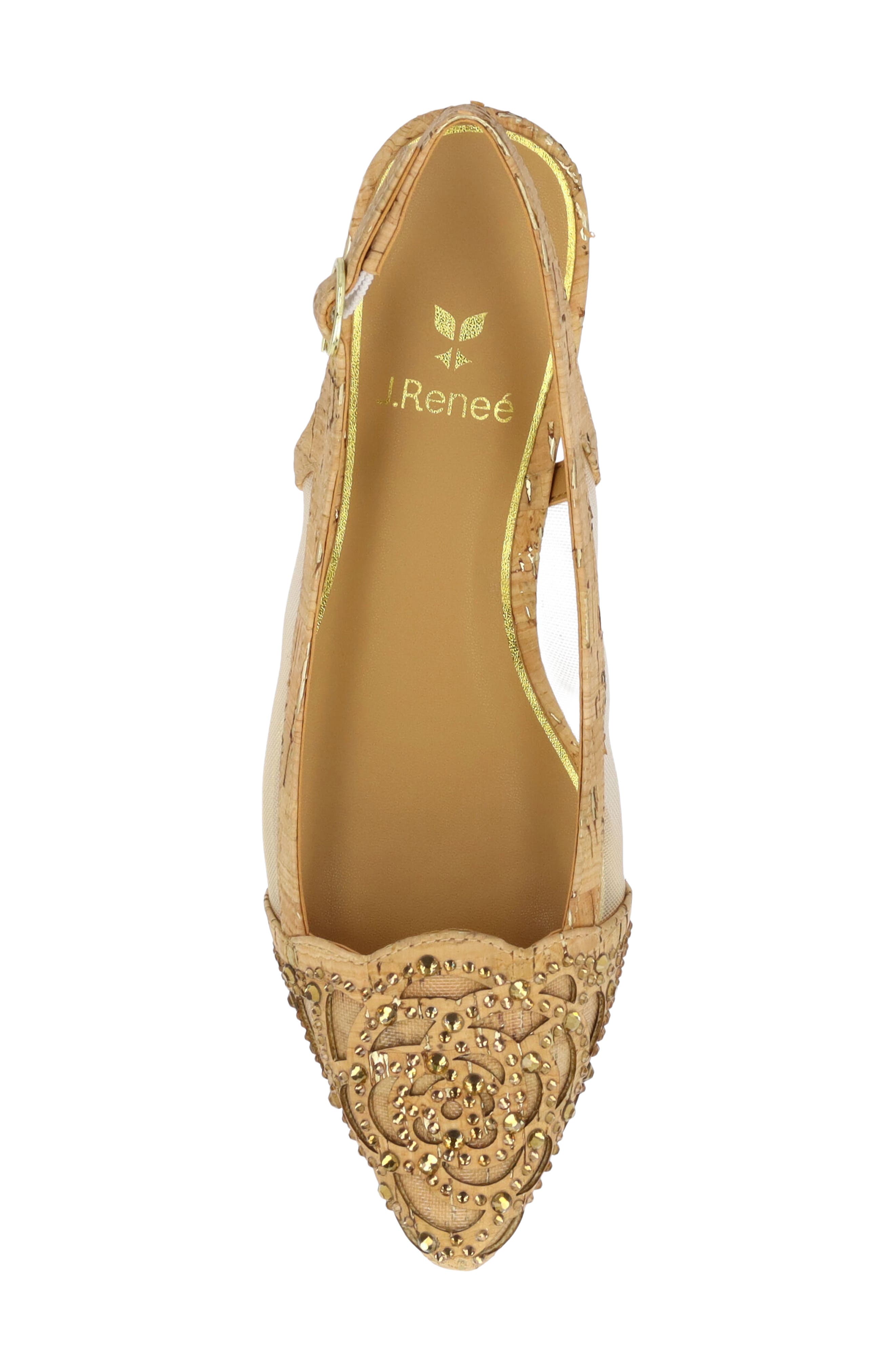 J. Reneé Elsinora Mesh Embellished Slingback Pump, Alternate, color, Natural/ Gold
