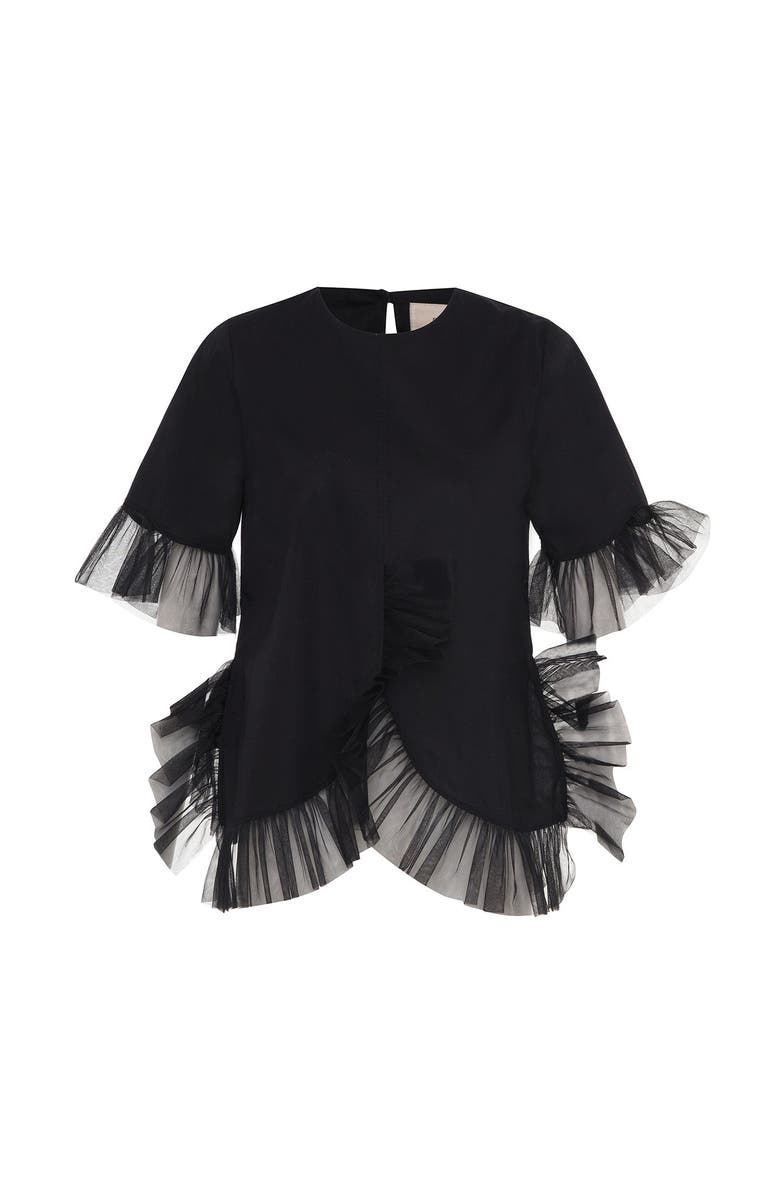 THEO The Label Echo Scalloped Ruffle Shirt, Main, color,