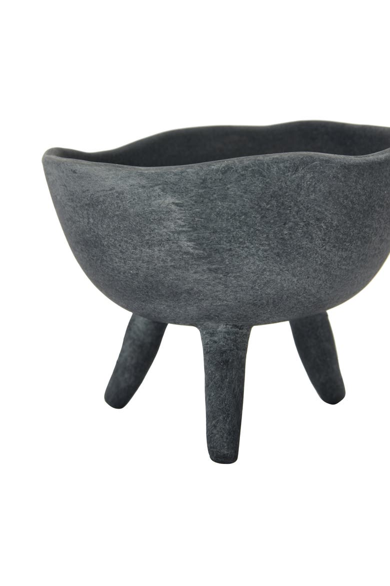 Boho Terracotta Footed Bowl, Slate Grey, Alternate, color, Black