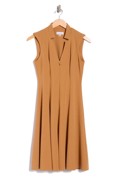Sleeveless Zip Front Fit & Flare Dress